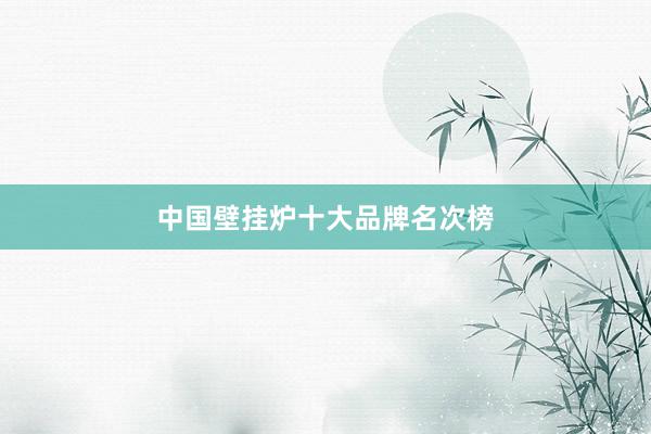 中国壁挂炉十大品牌名次榜